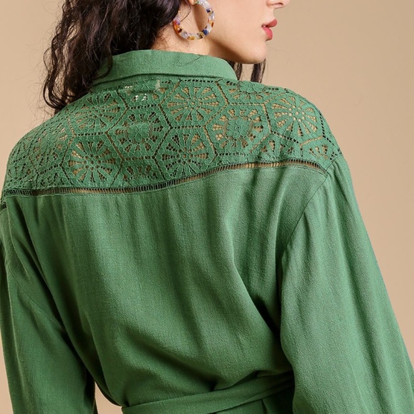 Umgee Dark Sage Shirt Dress | NWT - Picture 2 of 10